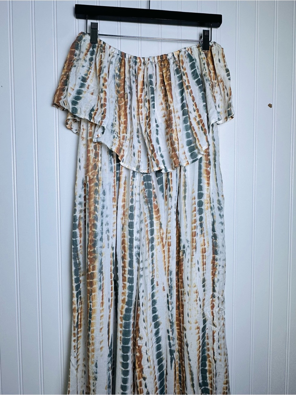 Free People Summer Vibes Tie Dye Bohemian Ruffle Jumpsuit Strapless Casual Small - Picture 5 of 13